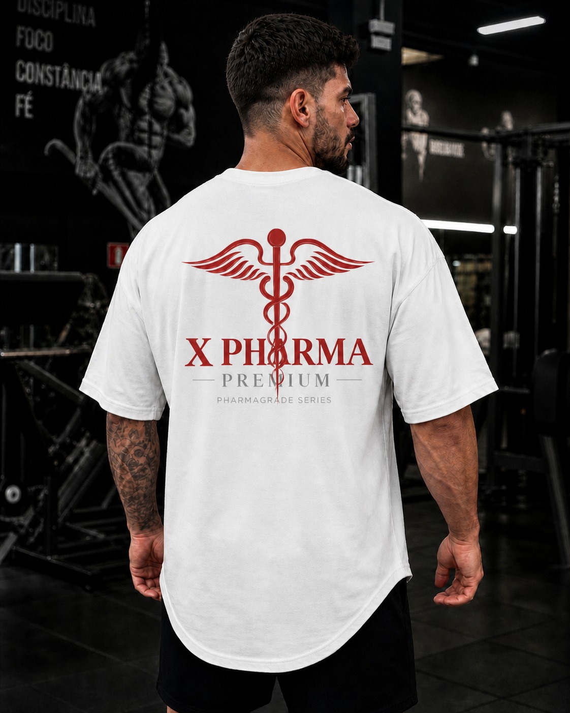 White XPharma T-Shirt back view with XPharma Premium logo