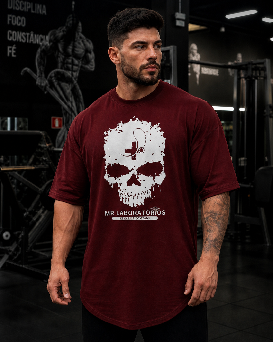 Wine XPharma T-Shirt front view with MR Laboratórios artwork